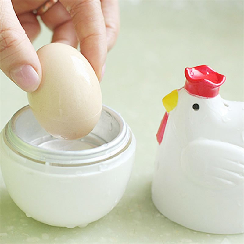 PP Chicken Shaped Egg Boiler Steamer Microwave Egg Boiler Egg Steamer Eggs Cooker Kitchen Cute Style Cooking Gadgets